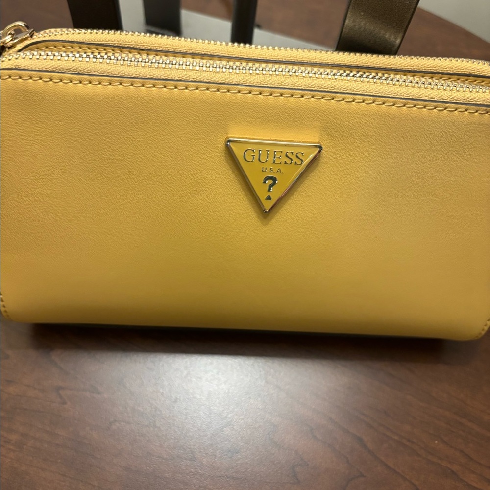 GUESS soft yellow Crossbody Bag with Chain Strap - Picture 2 of 7